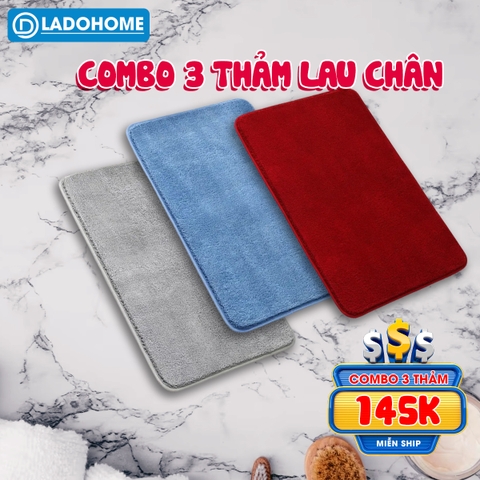 COMBO 3 Thảm chùi chân lâu chân lông cashmere nhân tạo