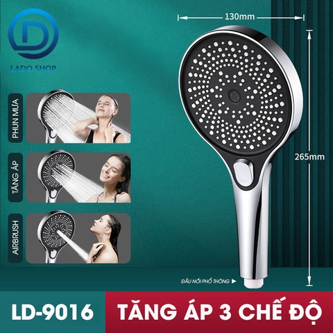 Vòi sen điều áp bản lớn 3 chế độ LD-9016, tăng lưu lượng nước và nút bấm dễ sử dụng