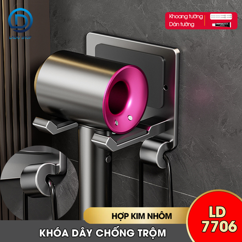 Giá treo máy sáy tóc chống trộm dán tường LD-7706 nhôm hợp kim không rỉ