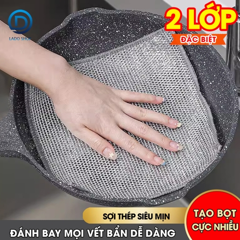 Khăn rửa chén bát dây thép, giẻ lau dây thép vệ sinh nhà bếp siêu sạch