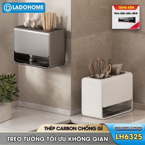 Kệ muỗng đũa, ống đựng muỗng đũa để bàn hoặc treo tường LH-6325 thép carbon chống rỉ