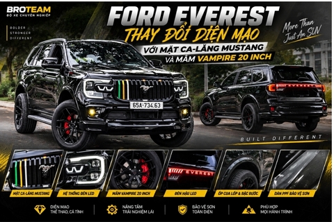 Ford Everest Thay Đổi Diện Mạo Với Mặt Ca-Lăng Mustang Và Mâm Vampire 20 Inch