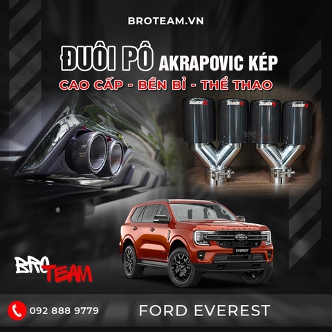 Chụp Đuôi Pô Akrapovic Cacbon Kép Cho Ford Everest