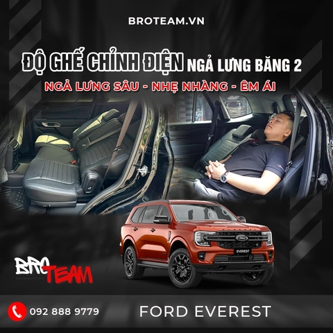 Độ ghế chỉnh điện ngả lưng ghế băng 2 cho Ford Everest 