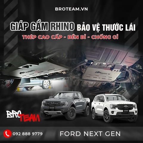 Giáp gầm Rhino bảo vệ thước lái xe Ford Ranger/Everest/Raptor