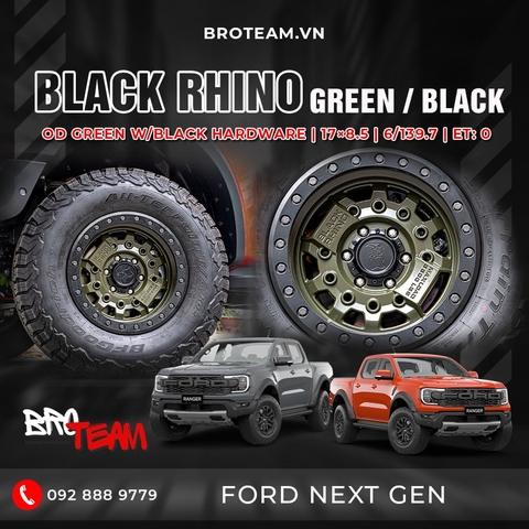 Mâm Black Rhino Avenger Beadlock Olive Drab Green