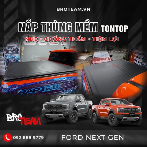 Nắp thùng mềm Tontop cho Ford Ranger & Ranger Raptor 2023