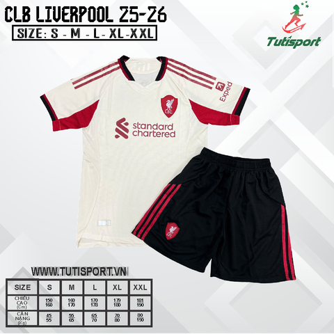 Quần Áo Bóng Đá Liverpool Kem Sữa 25/26