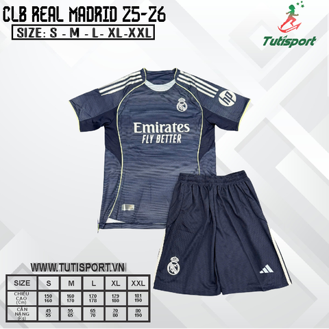 Quần Áo Bóng Đá Real Madrid Đen Mùa 25/26