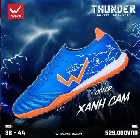 Giày đá bóng Wika Thunder xanh Cam