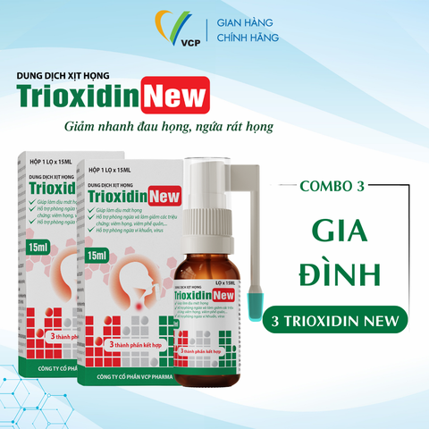 Combo GIA ĐÌNH - 3 xịt họng TRIOXIDIN NEW