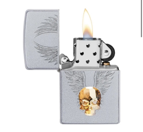 Bật Lửa ZIPPO - Classic - Gold Skull Design (Đá Đầu Lâu Satin)