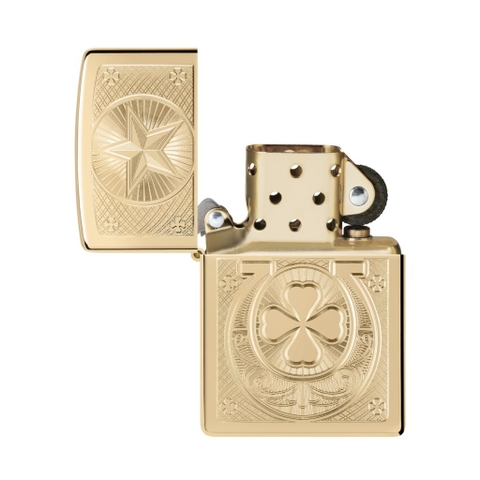 Bật Lửa ZIPPO - Classic - Lucky Horseshoe Design (Ngôi Sao Cỏ Bốn Lá)
