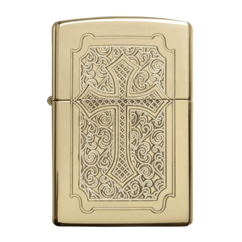 Bật Lửa ZIPPO - Armor - Eccentric High Polish Brass Armor (Thánh Giá)