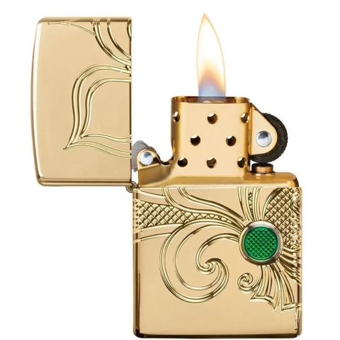 Bật Lửa ZIPPO - Armor - Fleur-de-lis Design (Hoa Đá Xanh)
