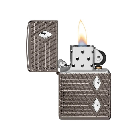 Bật Lửa ZIPPO - Luxury- Armor®- Diamond Pattern Design (Black Ice Đính Đá)