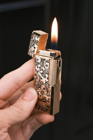 Bật Lửa Derui Dunhill - Hoa Văn Đen - Phiên Bản 2 chế độ lửa ( Thường + Khò)