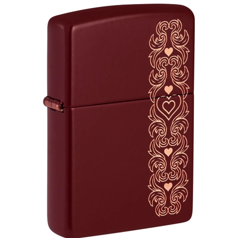 Bật Lửa ZIPPO - Classic - Heart Garland Design ( Trái Tim Đỏ Mận)