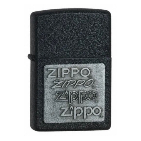 Bật Lửa ZIPPO - Classic - Crackle® Silver Zippo Logo (Đen Nhám Emblem Bạc)