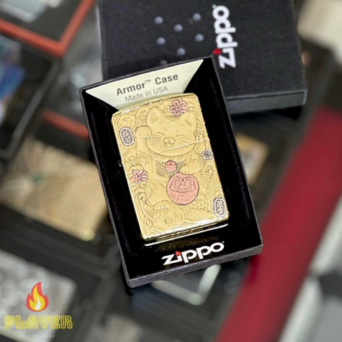 Zippo Armor Mèo Thần Tài - Phiên Bản Độ Châu Á