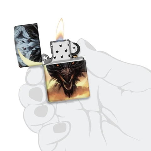 Bật Lửa ZIPPO - Classic - Dragon Design ( Rồng Trăng Premium)