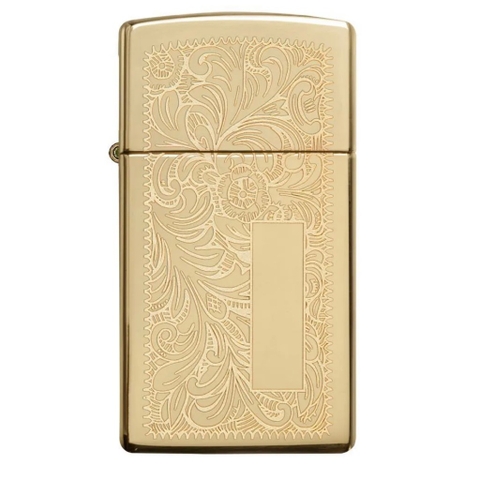 Bật Lửa ZIPPO - Slim - Venetian High Polish Brass Gold (Hoa văn Ý Vàng)