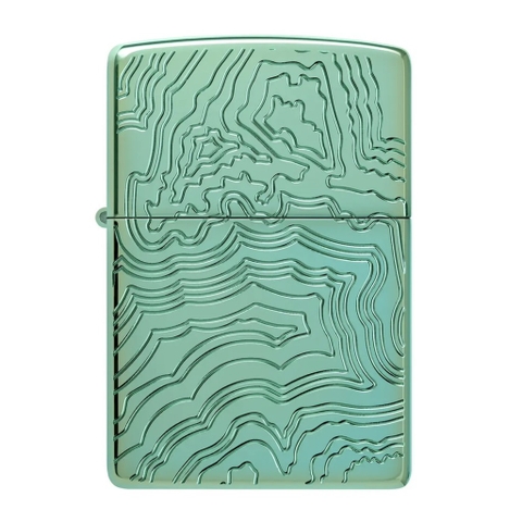 Bật Lửa ZIPPO - Armor -  Map Design (Xanh Lá Mạ Khắc Bản Đồ)