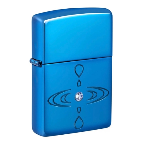 Bật Lửa ZIPPO - Armor -  Simple Design (Xanh Shaphire Đính Đá )