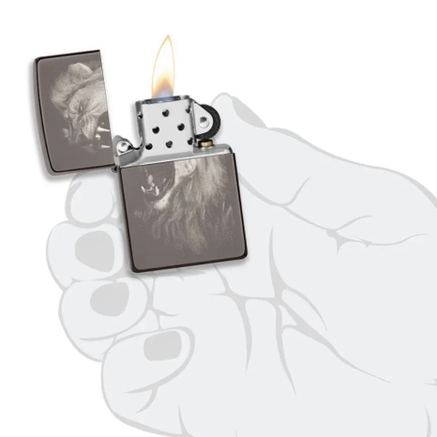 Bật Lửa ZIPPO - Classic - Lion Design (Sử Tử Black Ice)