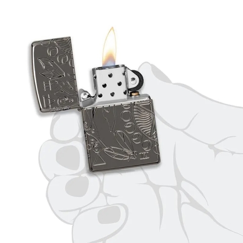 Bật Lửa ZIPPO - Armor - Wicca Design (Hoa Văn Black Ice)
