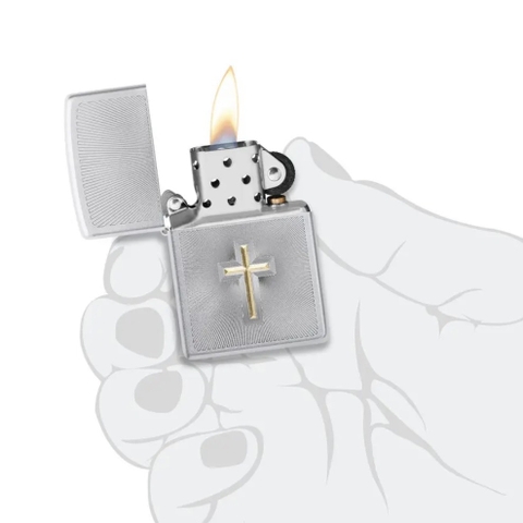 Bật Lửa ZIPPO - Classic - Cross Design (Thánh Giá Bạc)