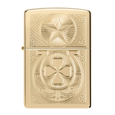 Bật Lửa ZIPPO - Classic - Lucky Horseshoe Design (Ngôi Sao Cỏ Bốn Lá)