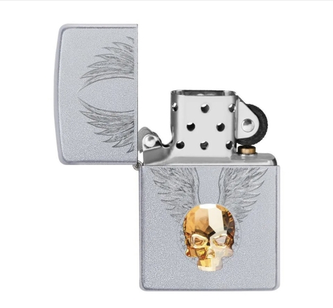 Bật Lửa ZIPPO - Classic - Gold Skull Design (Đá Đầu Lâu Satin)