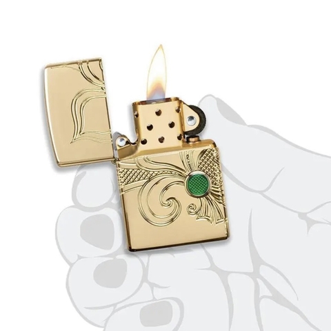Bật Lửa ZIPPO - Armor - Fleur-de-lis Design (Hoa Đá Xanh)