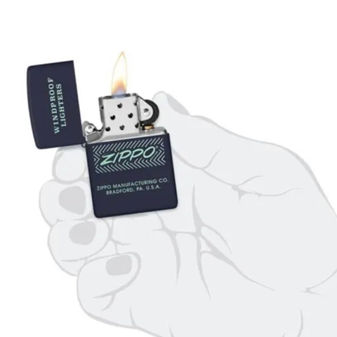 Bật Lửa ZIPPO - Classic - Zippo Logo Arrows Manufacturing ( Xanh Than )