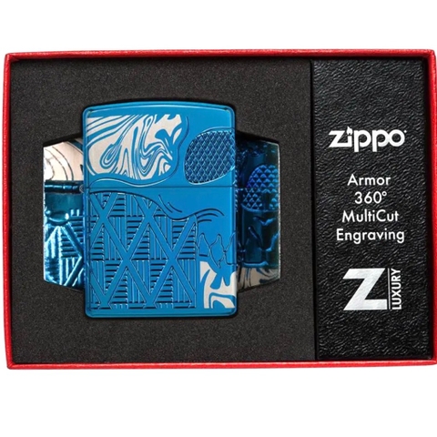 Bật Lửa ZIPPO - Luxury- Armor® Skull Design (Đầu Lâu Xanh)