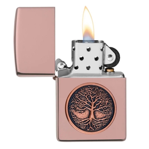 Bật Lửa ZIPPO - Classic - Tree of Life Emblem (Cây Sự Sống Vàng Hồng)