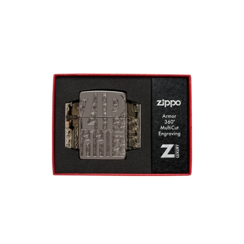 Bật Lửa ZIPPO - Luxury- Armor® Reverse Carve Zippo Design (Black Ice)