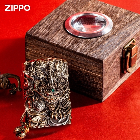 Zippo Rồng Đồng Ngọc Xanh - Phiên Bản Độ