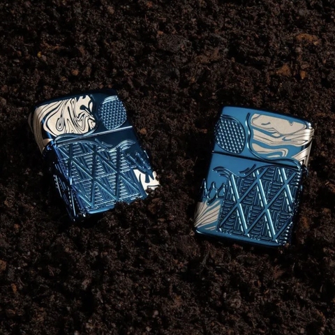 Bật Lửa ZIPPO - Luxury- Armor® Skull Design (Đầu Lâu Xanh)