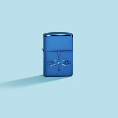Bật Lửa ZIPPO - Armor -  Simple Design (Xanh Shaphire Đính Đá )