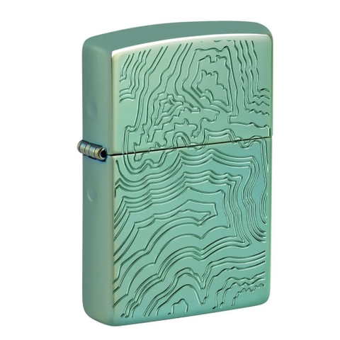 Bật Lửa ZIPPO - Armor -  Map Design (Xanh Lá Mạ Khắc Bản Đồ)