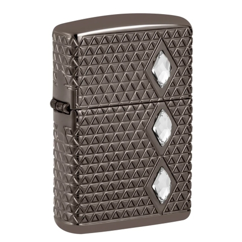 Bật Lửa ZIPPO - Luxury- Armor®- Diamond Pattern Design (Black Ice Đính Đá)