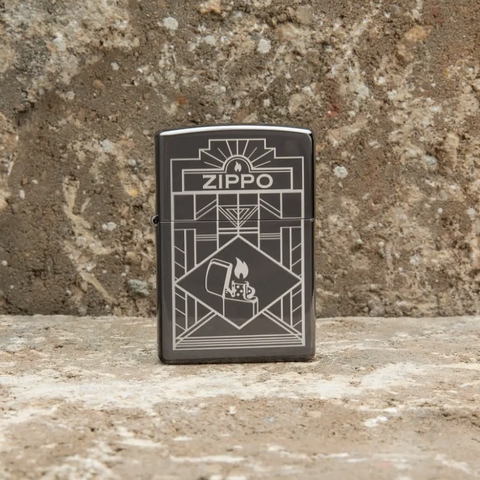 Bật Lửa ZIPPO - Classic - Art Deco Design Black Ice® (Họa Tiết Logo Zippo)