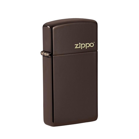 Bật Lửa ZIPPO - Slim - Brown Zippo Logo (Nâu trơn logo)