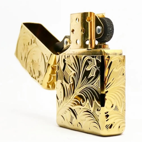 Bật Lửa ZIPPO - Armor - Hoa Văn Ven Vàng Cao Cấp