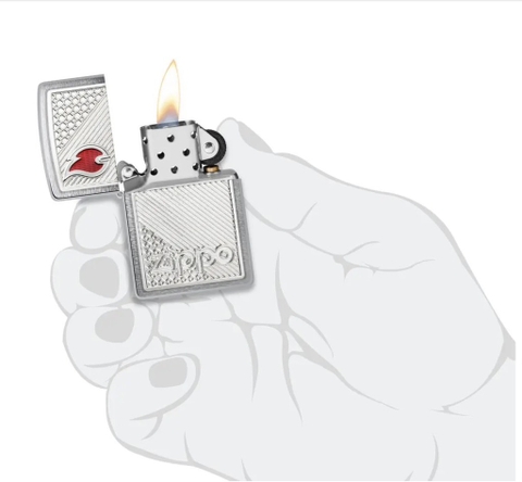 Bật Lửa ZIPPO - Classic - Tiles Eblem Design (Eblem Lửa Đỏ)