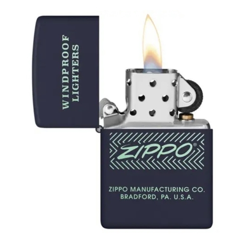 Bật Lửa ZIPPO - Classic - Zippo Logo Arrows Manufacturing ( Xanh Than )
