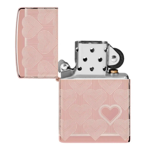 Bật Lửa ZIPPO - Classic - Heart Design (Trái Tim Vàng Hồng)