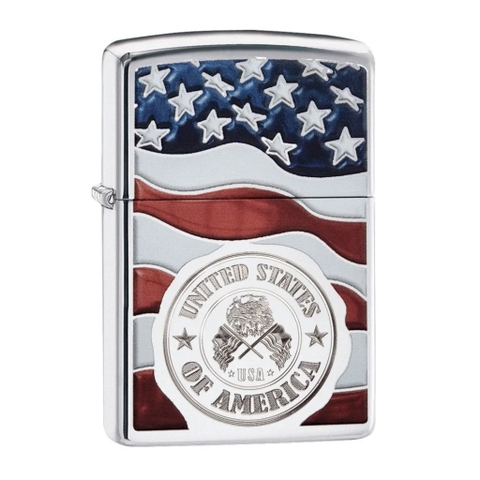 Bật Lửa ZIPPO - Classic -American Stamp on Flag (Lá Cờ Mỹ) -Z87
